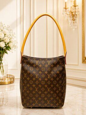 Authentic Louis Vuitton Looping GM Monogram Canvas Shoulder Bag Hobo Bag